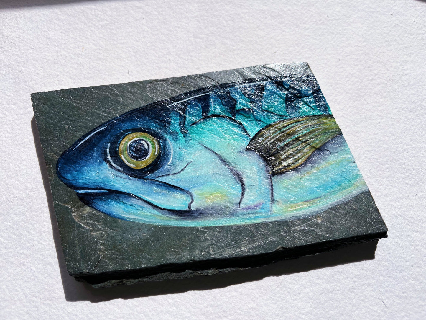 Mackerel Slate Painting, Original Watercolour Painting
