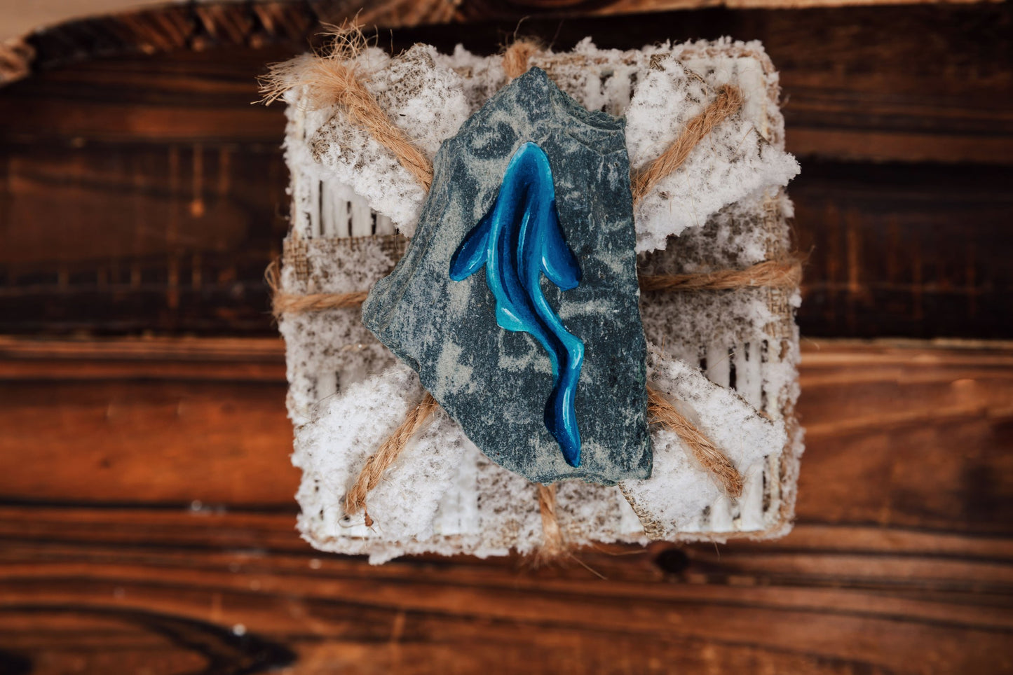 Hand Painted Blue Shark Slate Bauble