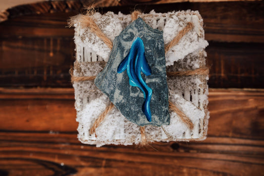 Hand Painted Blue Shark Slate Bauble