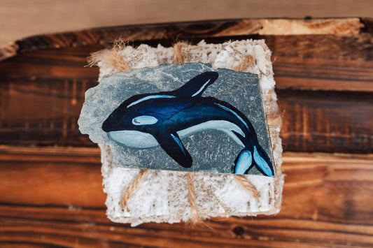 Hand Painted Orca Slate Bauble