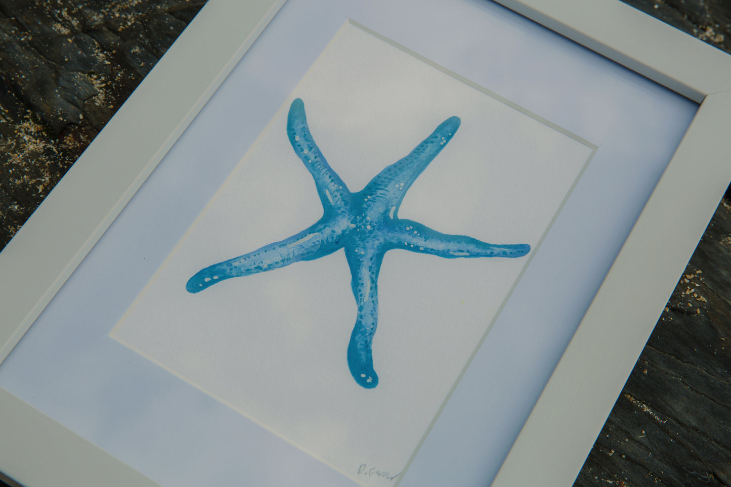 Blue Starfish Mini Original Watercolour