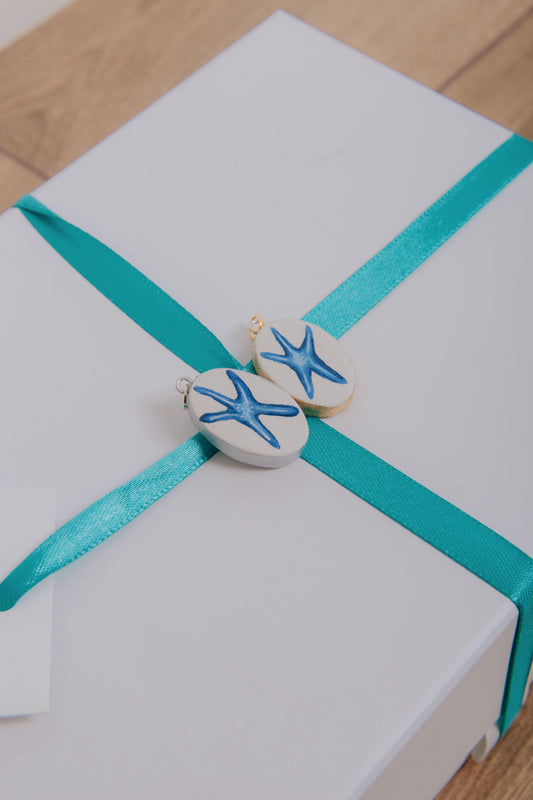 Blue Starfish Hand Painted Pendant