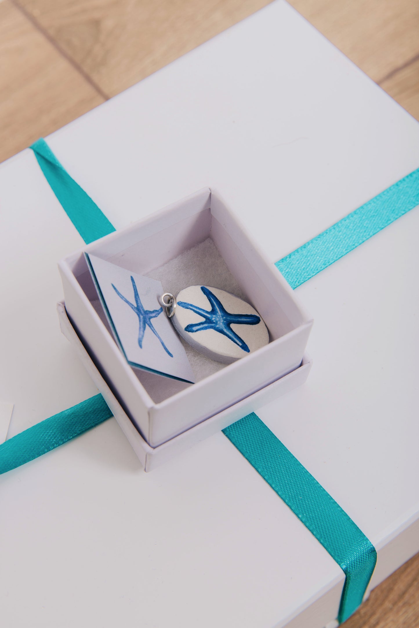Blue Starfish Hand Painted Pendant