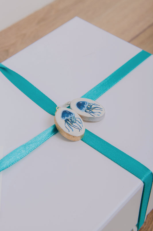 Blue Jellyfish Hand Painted Pendant
