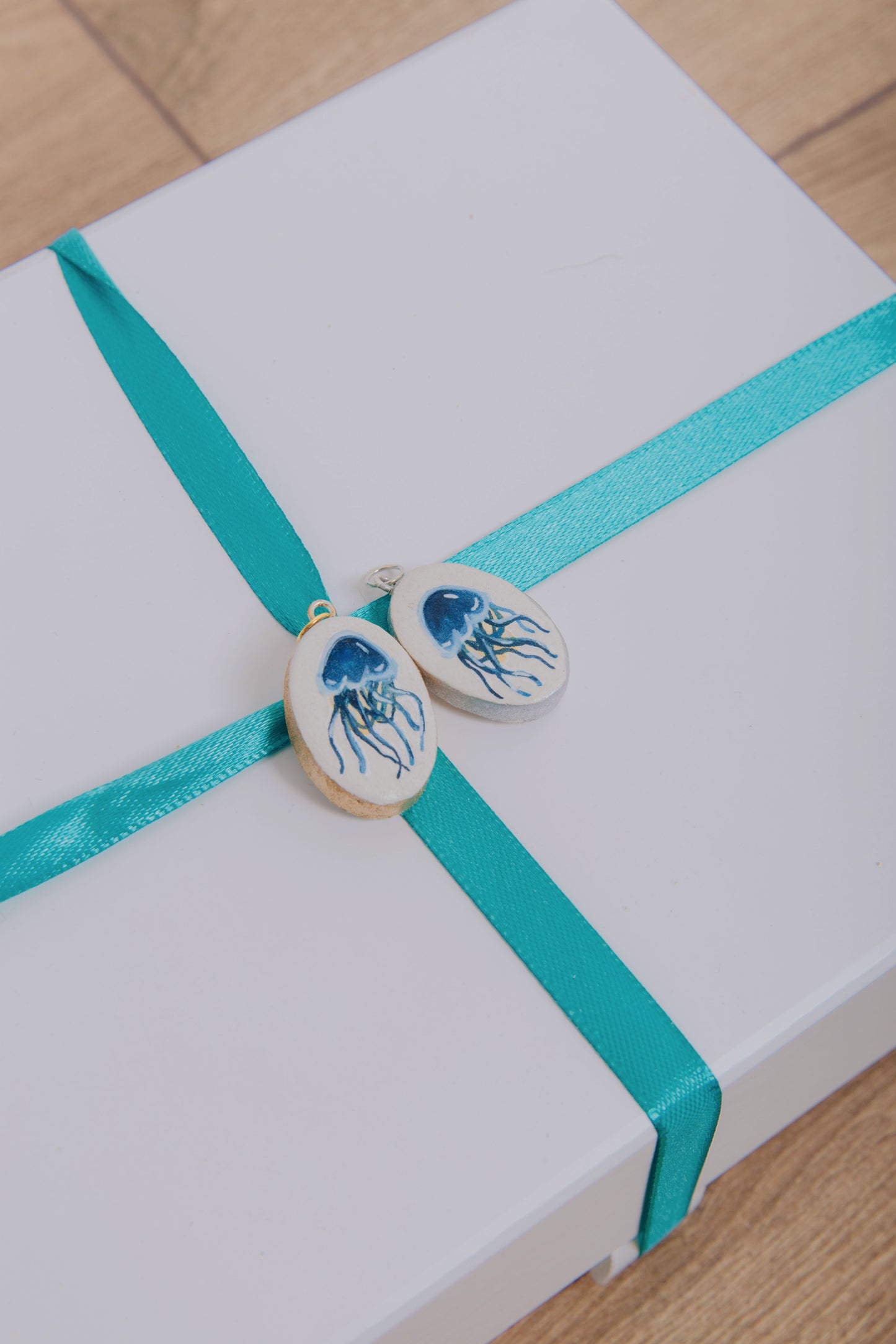 Blue Jellyfish Hand Painted Pendant