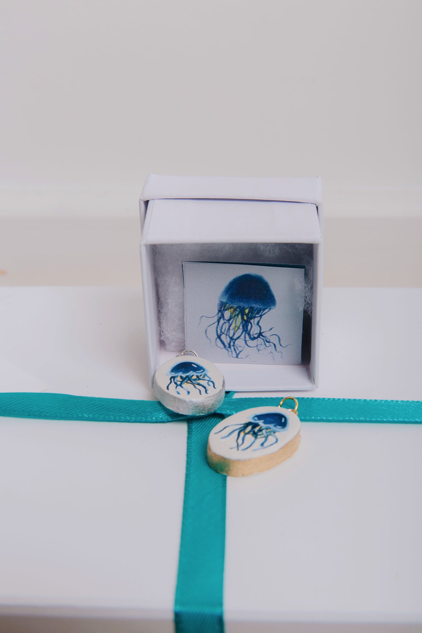 Blue Jellyfish Hand Painted Pendant