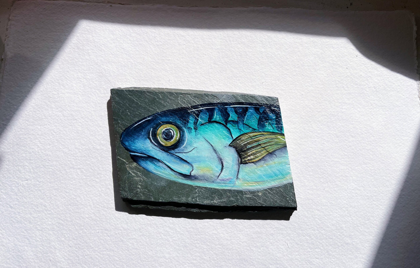 Mackerel Slate Painting, Original Watercolour Painting