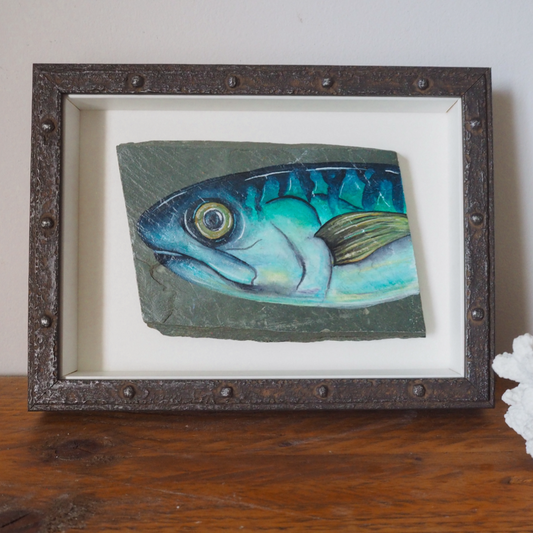 Mackerel Slate Painting, Original Watercolour Painting