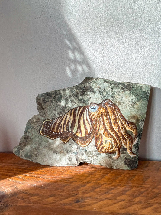 Cuttlefish Slate Watercolour Painting