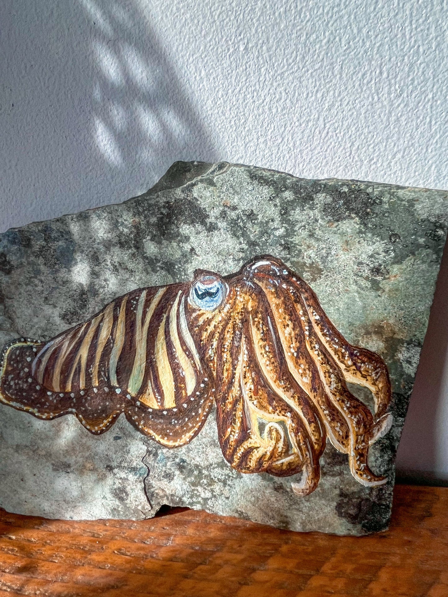 Cuttlefish Slate Watercolour Painting