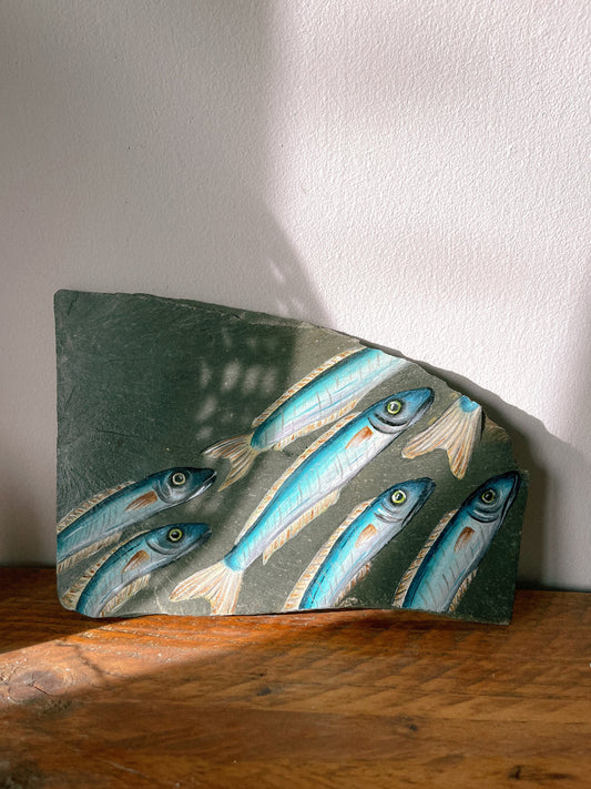Sand Eel Shoal Slate Watercolour Painting