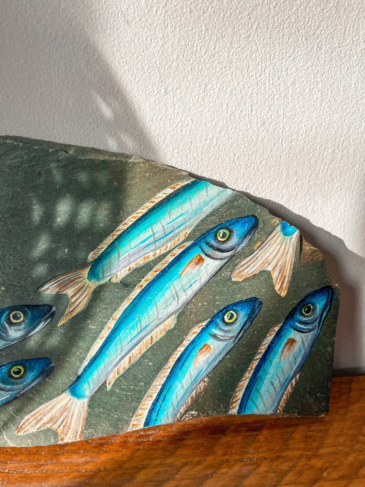 Sand Eel Shoal Slate Watercolour Painting
