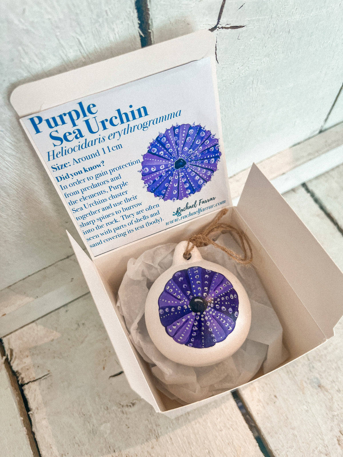 Purple Sea Urchin Hand Painted Bauble