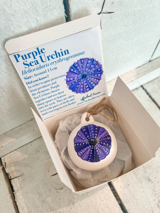 Purple Sea Urchin Hand Painted Bauble