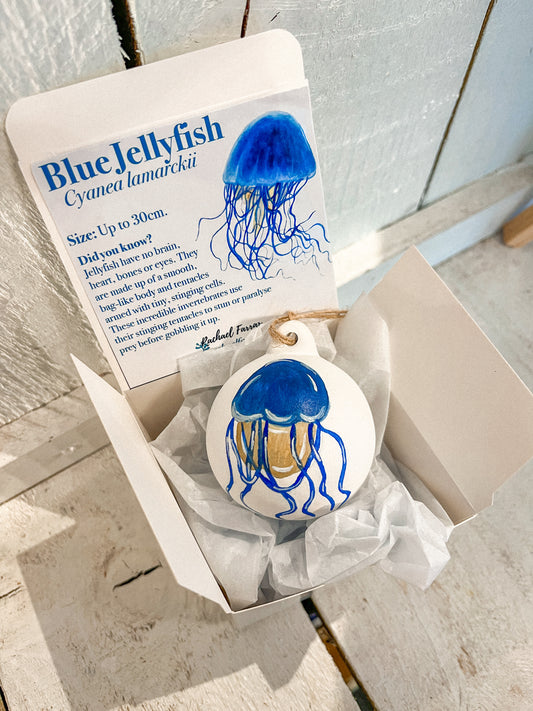 Blue Jellyfish Hand Painted Bauble