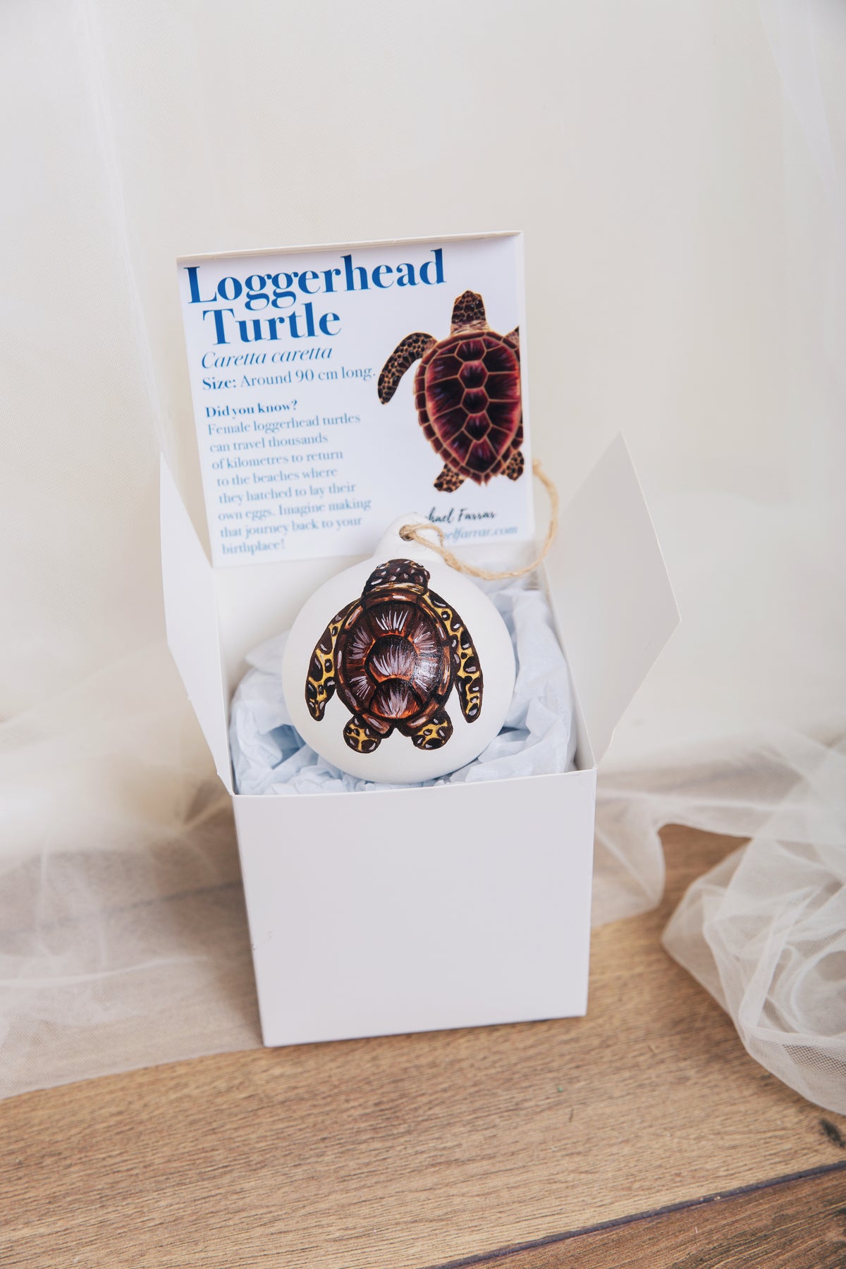 Loggerhead Turtle Hand Painted Bauble
