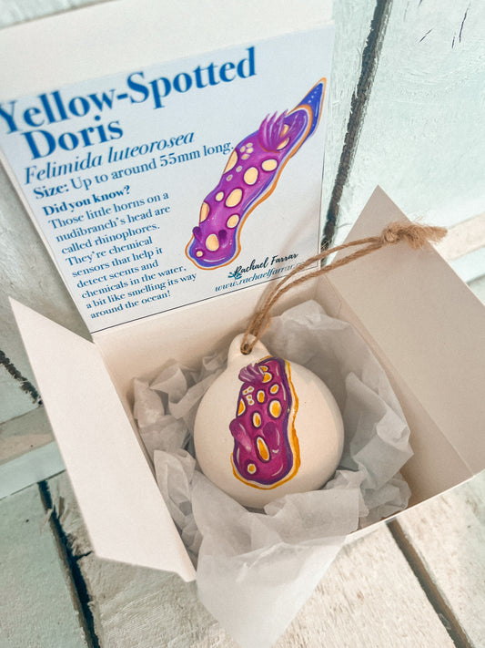 Yellow Spotted Doris Hand Painted Bauble