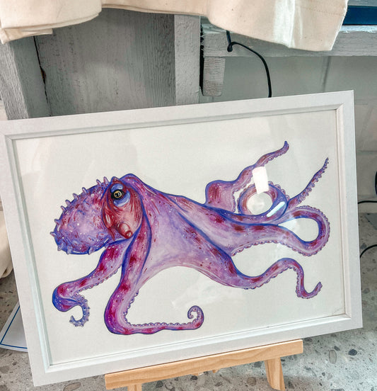 Framed A4 Octopus Fine Art Print
