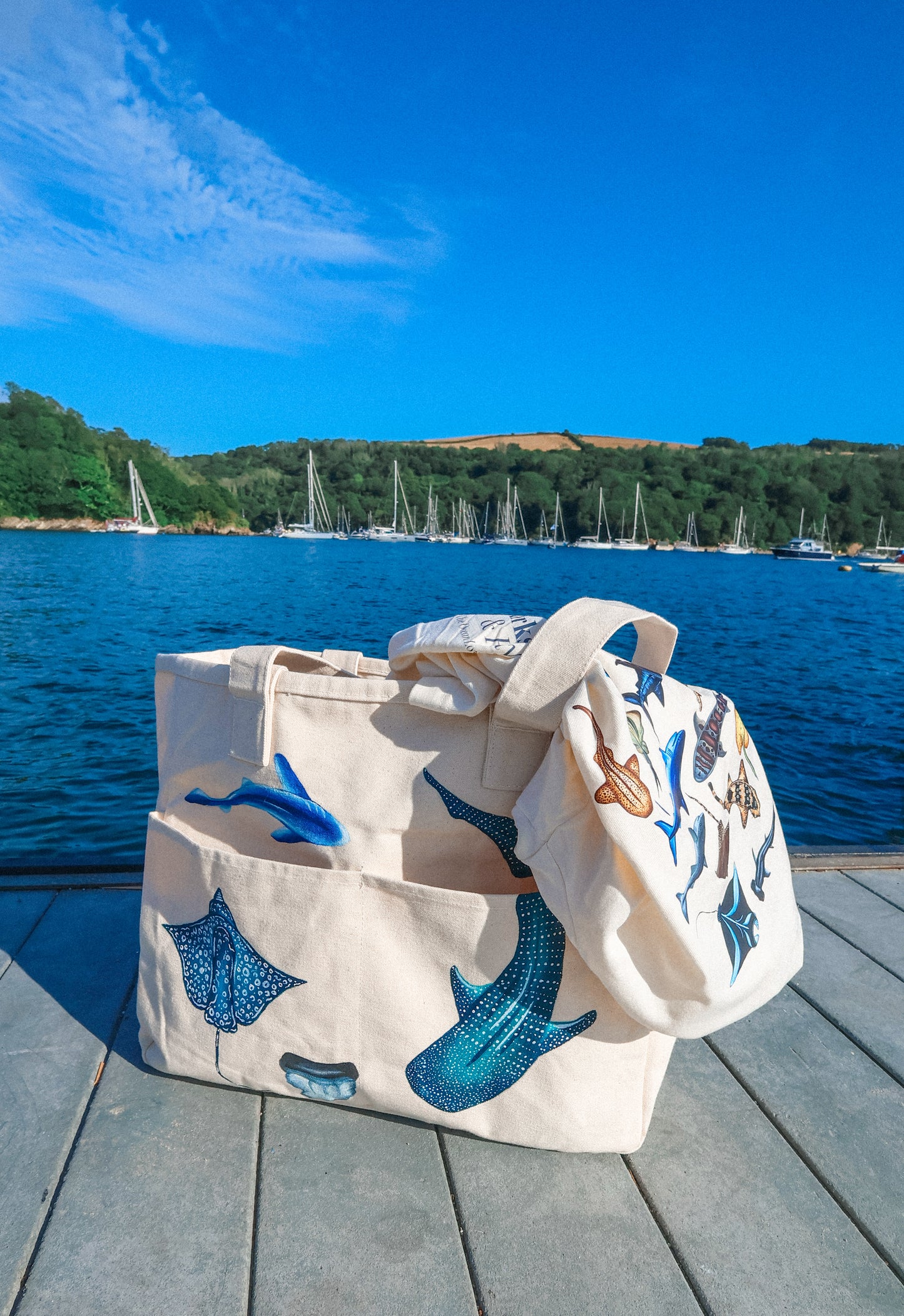 The Shark Tote Hand Painted