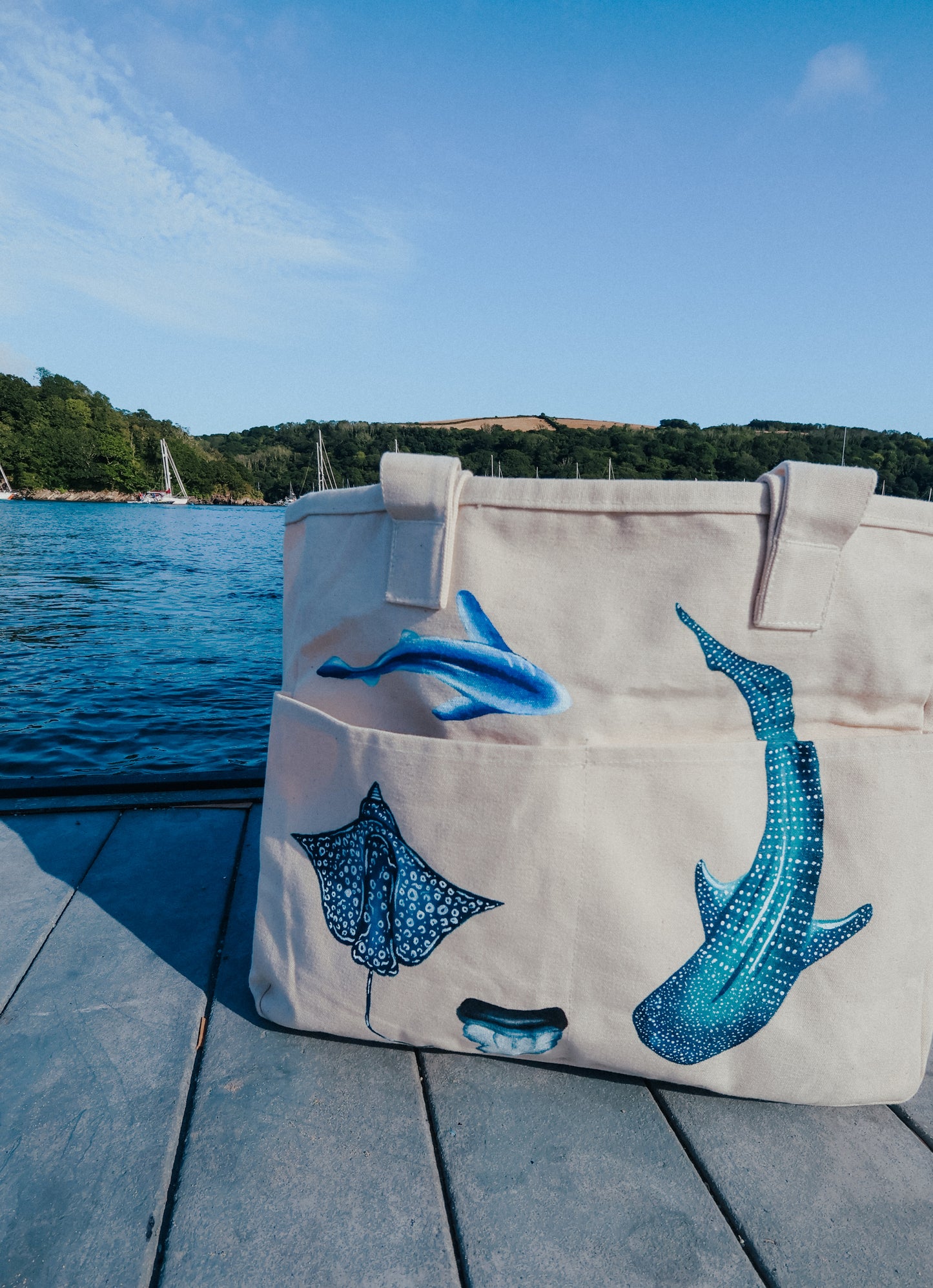 The Shark Tote Hand Painted