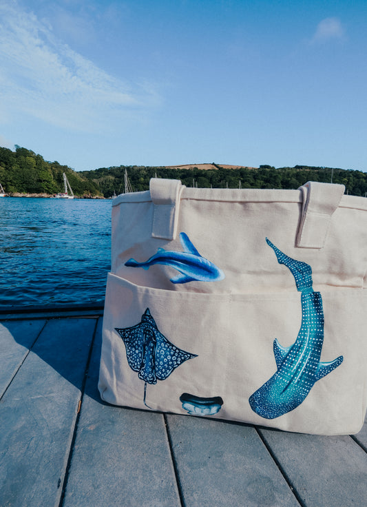 The Shark Tote Hand Painted
